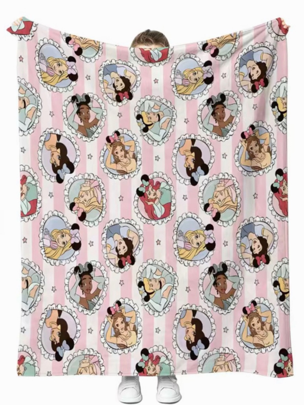 Kids Pink Cartoon Princess Hooded Bath Towel Blanket